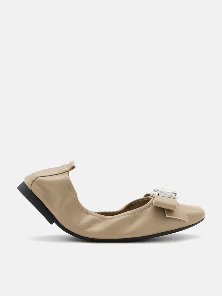 Noelle Diamante Bow Foldable Flats