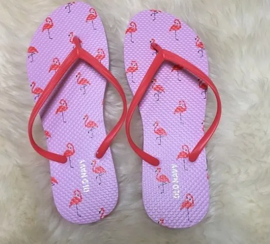 Old Navy Flamingo Flip-Flops Slipper For Women, Size 9*