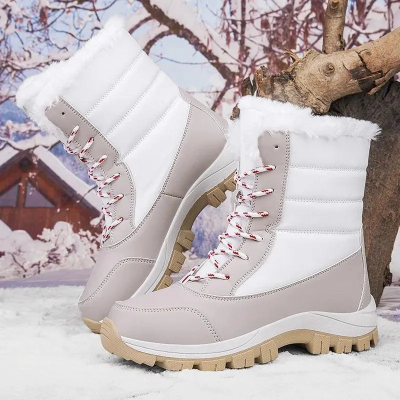 Outdoor Non-slip Women Warm  Waterproof Boots Fashion Designer Plush Snow Boots