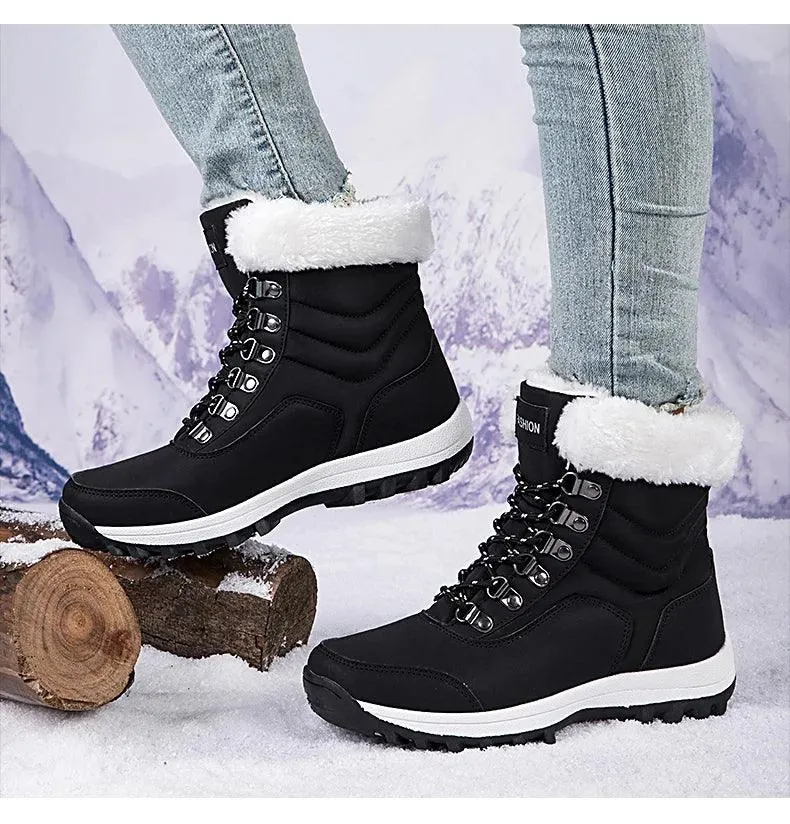 Outdoor Non-slip Women Warm  Waterproof Boots Fashion Designer Plush Snow Boots