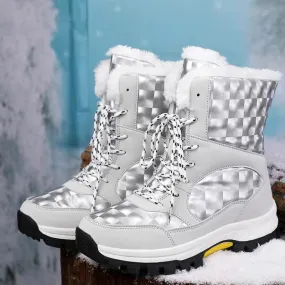 Outdoor Non-slip Women Warm  Waterproof Boots Fashion Designer Plush Snow Boots