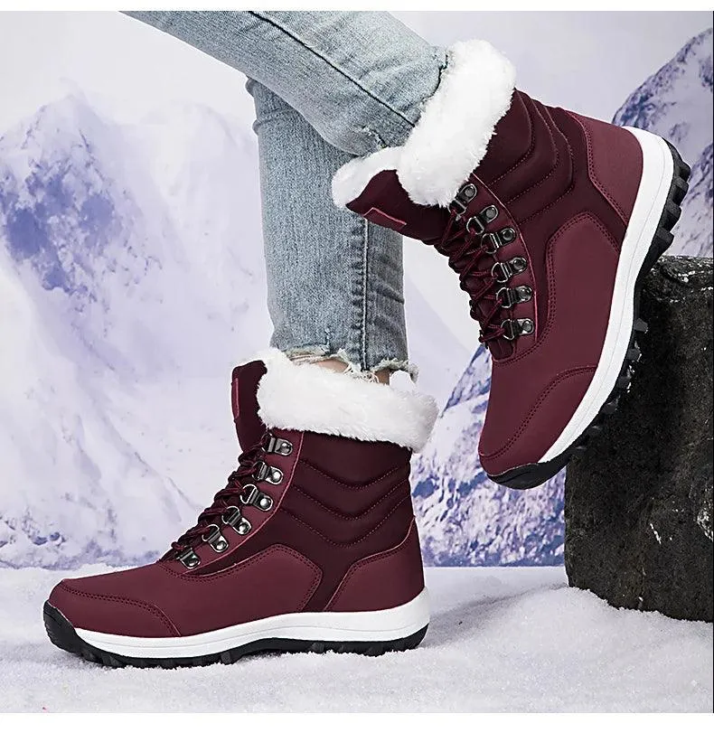 Outdoor Non-slip Women Warm  Waterproof Boots Fashion Designer Plush Snow Boots