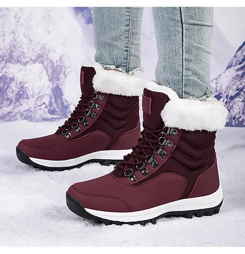 Outdoor Non-slip Women Warm  Waterproof Boots Fashion Designer Plush Snow Boots