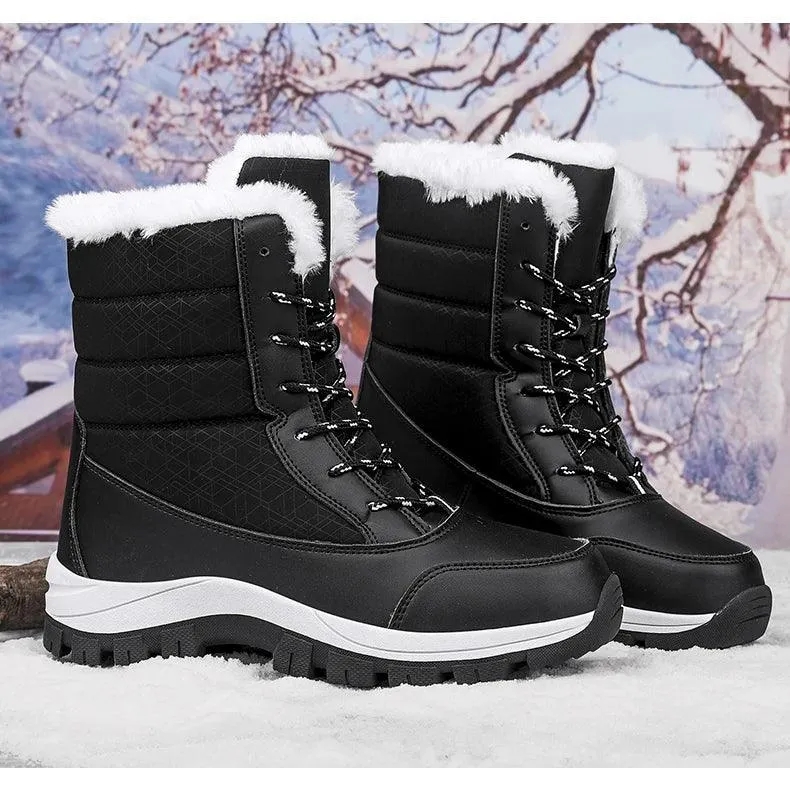 Outdoor Non-slip Women Warm  Waterproof Boots Fashion Designer Plush Snow Boots