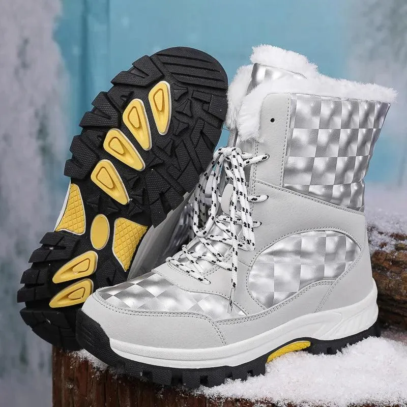 Outdoor Non-slip Women Warm  Waterproof Boots Fashion Designer Plush Snow Boots