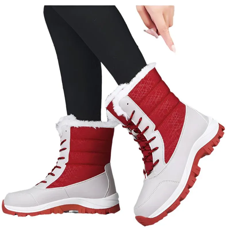 Outdoor Non-slip Women Warm  Waterproof Boots Fashion Designer Plush Snow Boots