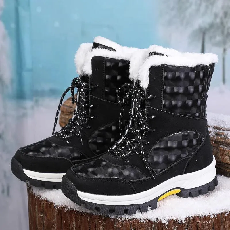Outdoor Non-slip Women Warm  Waterproof Boots Fashion Designer Plush Snow Boots
