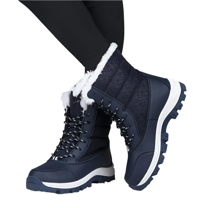Outdoor Non-slip Women Warm  Waterproof Boots Fashion Designer Plush Snow Boots