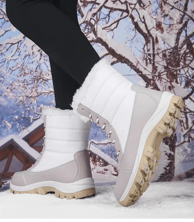 Outdoor Non-slip Women Warm  Waterproof Boots Fashion Designer Plush Snow Boots