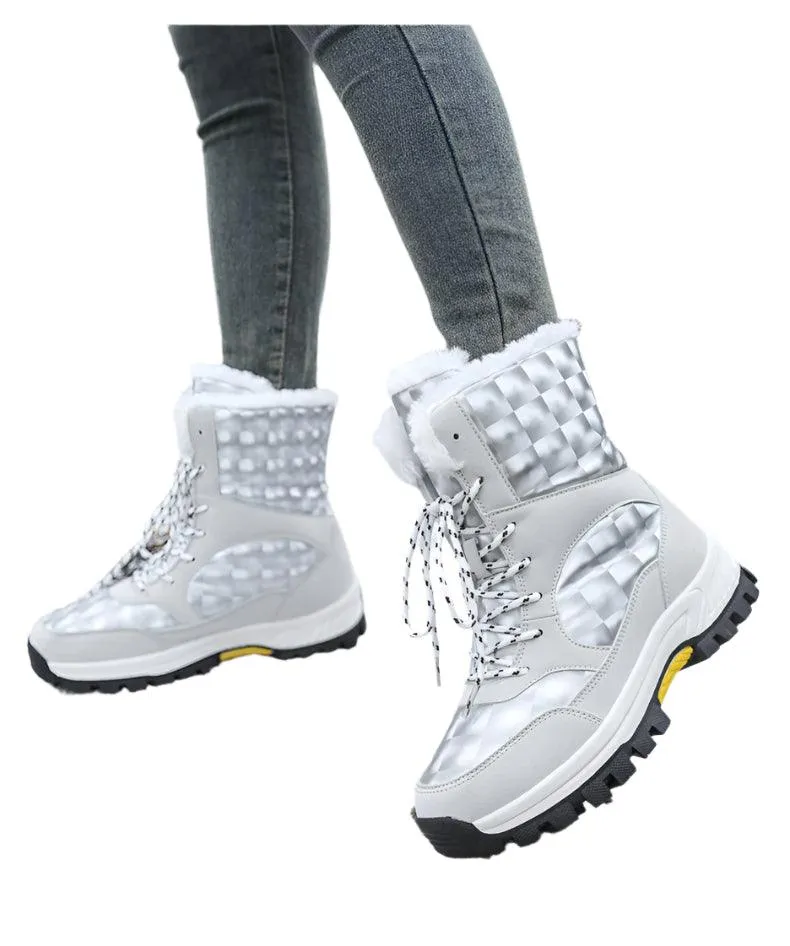 Outdoor Non-slip Women Warm  Waterproof Boots Fashion Designer Plush Snow Boots