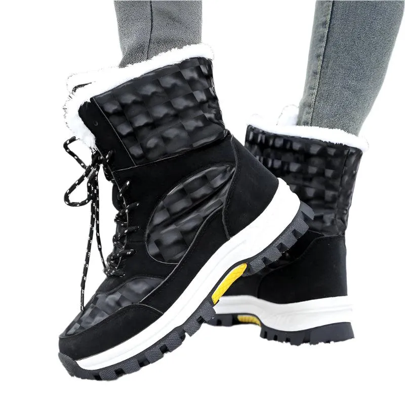 Outdoor Non-slip Women Warm  Waterproof Boots Fashion Designer Plush Snow Boots