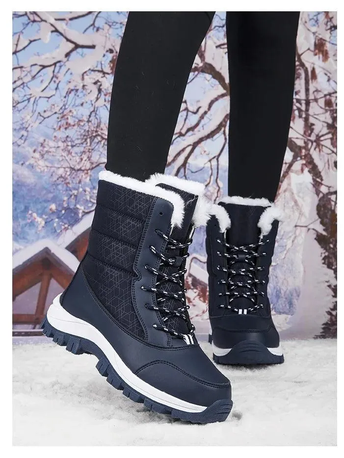 Outdoor Non-slip Women Warm  Waterproof Boots Fashion Designer Plush Snow Boots