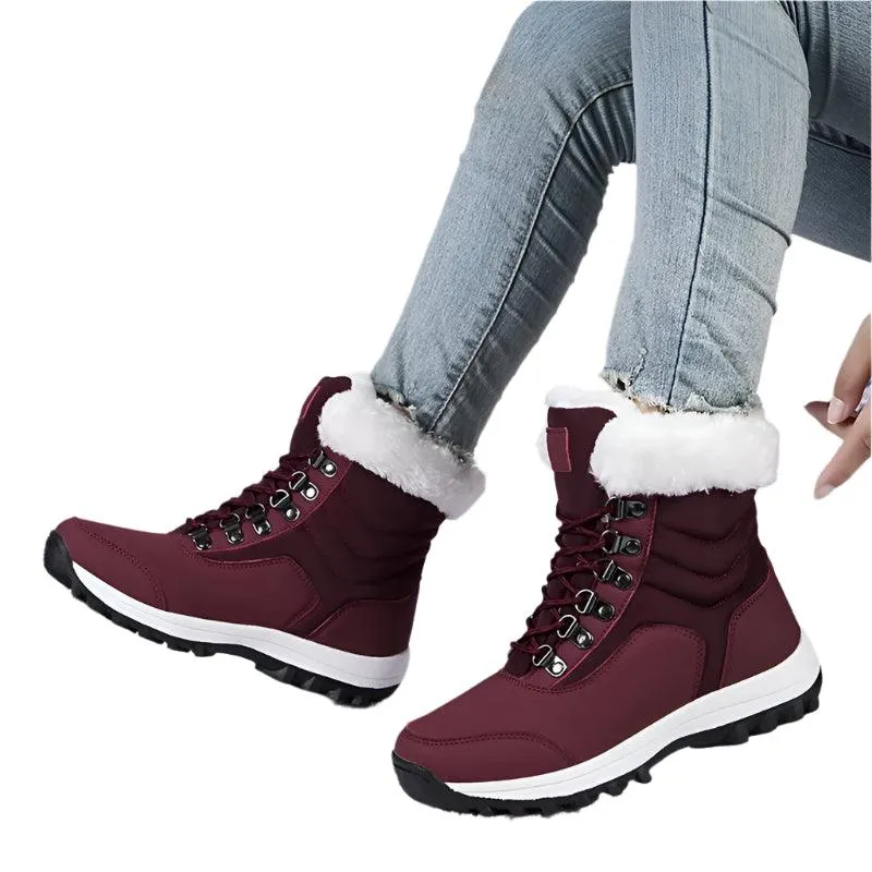 Outdoor Non-slip Women Warm  Waterproof Boots Fashion Designer Plush Snow Boots