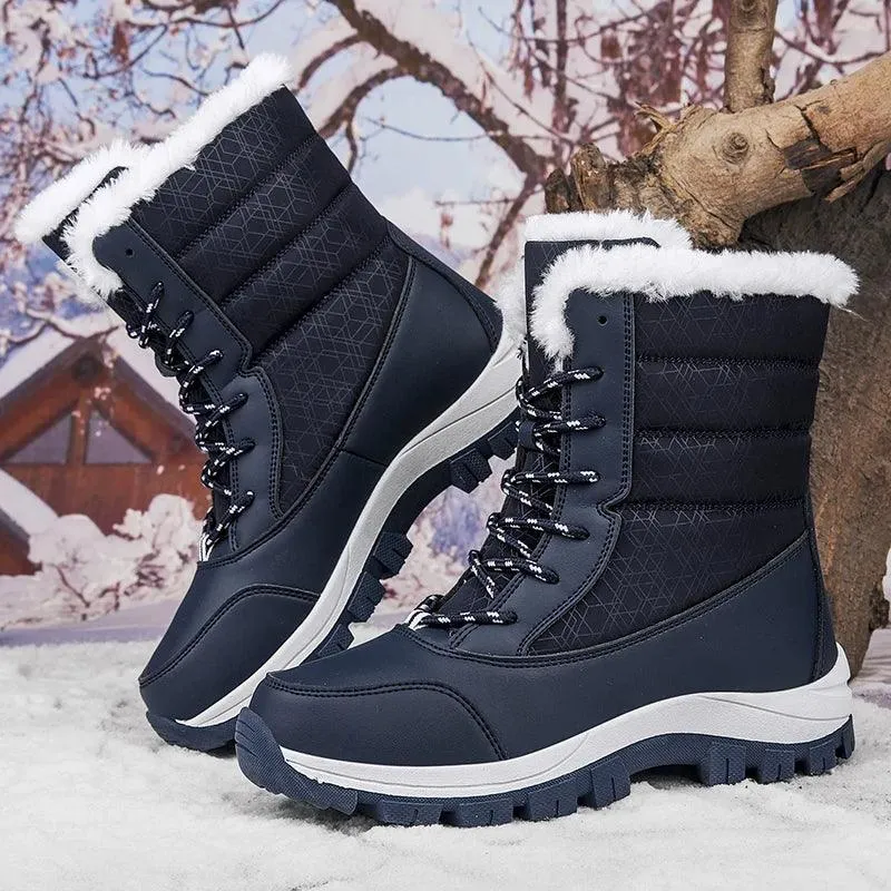 Outdoor Non-slip Women Warm  Waterproof Boots Fashion Designer Plush Snow Boots
