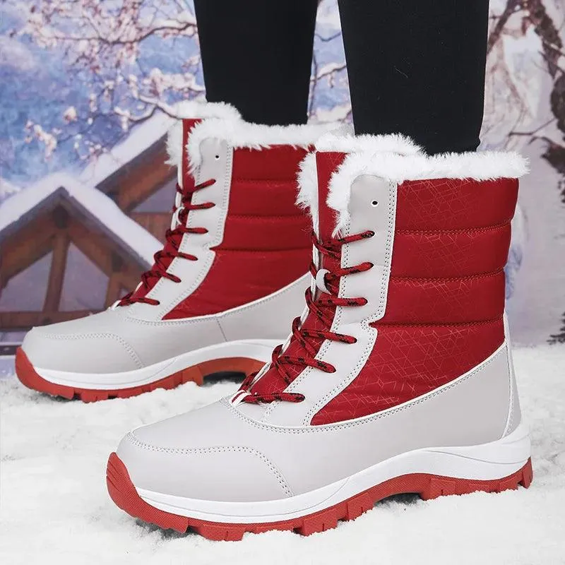Outdoor Non-slip Women Warm  Waterproof Boots Fashion Designer Plush Snow Boots