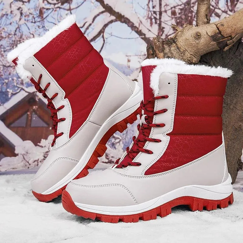 Outdoor Non-slip Women Warm  Waterproof Boots Fashion Designer Plush Snow Boots