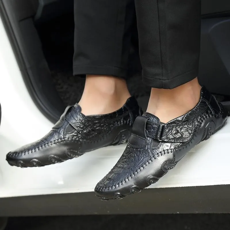 Peas shoes men's leather four seasons casual Soft Sole shoes Octopus British handmade shoes