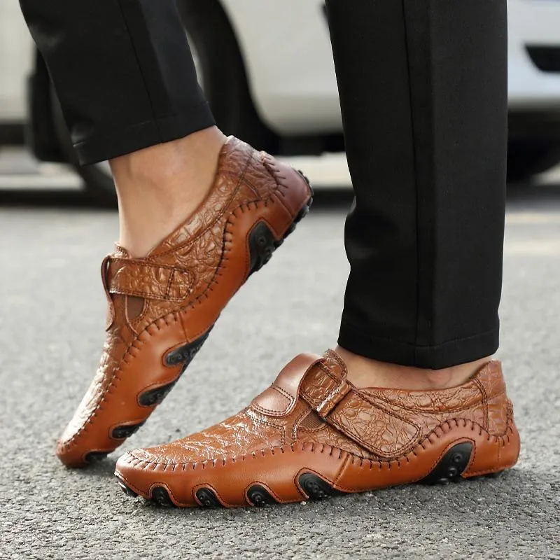 Peas shoes men's leather four seasons casual Soft Sole shoes Octopus British handmade shoes