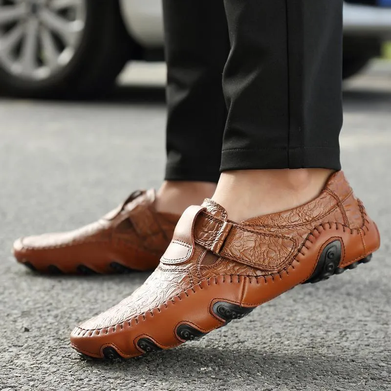 Peas shoes men's leather four seasons casual Soft Sole shoes Octopus British handmade shoes