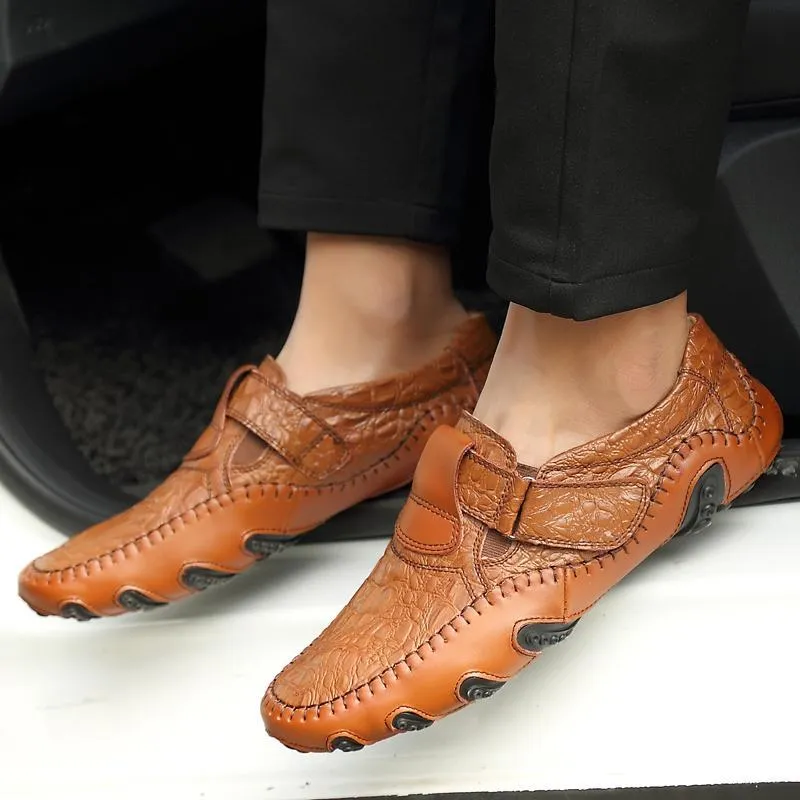 Peas shoes men's leather four seasons casual Soft Sole shoes Octopus British handmade shoes