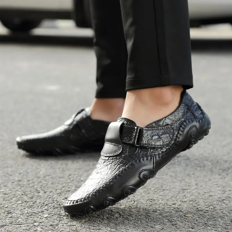 Peas shoes men's leather four seasons casual Soft Sole shoes Octopus British handmade shoes