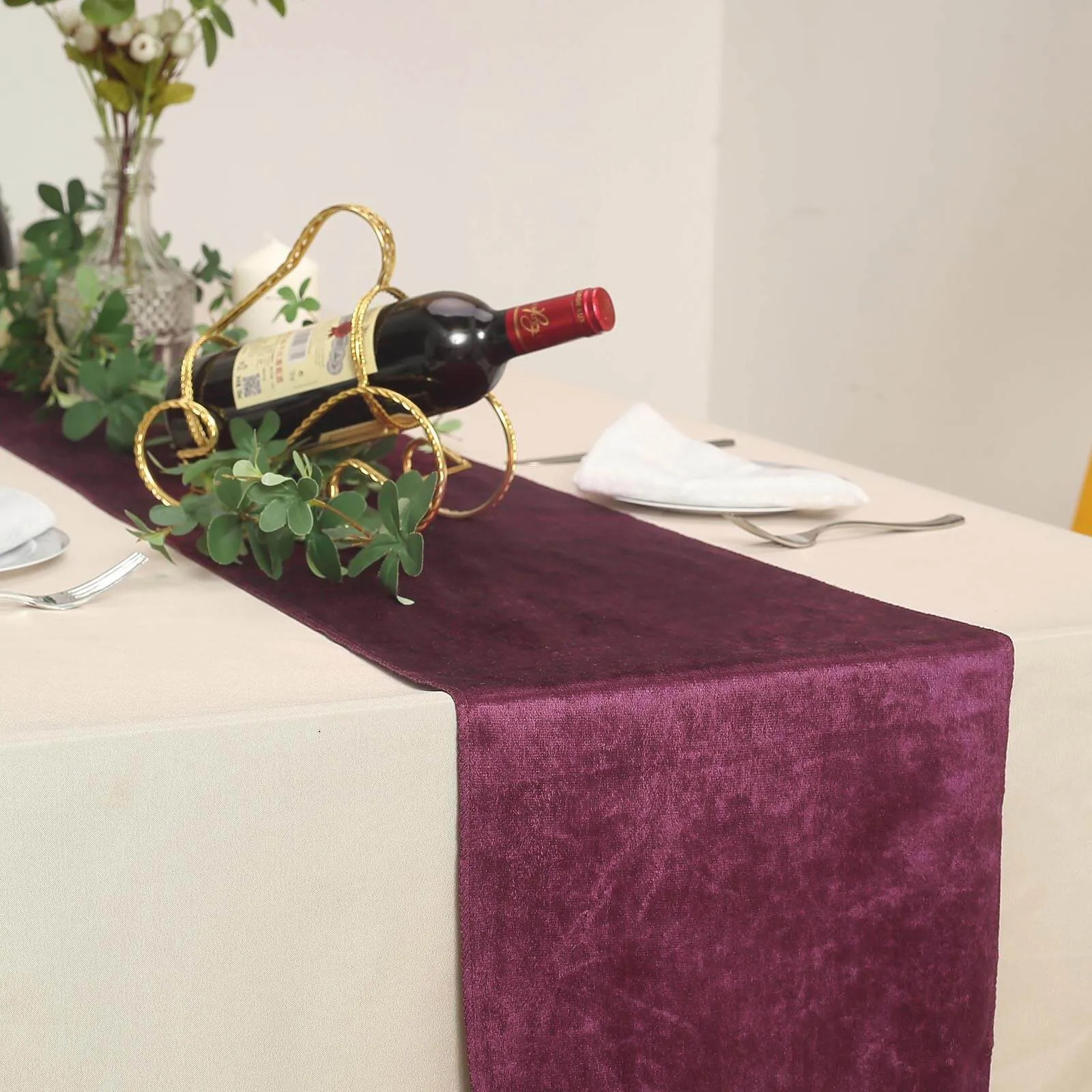 Purple Premium Velvet Satin Table Runner