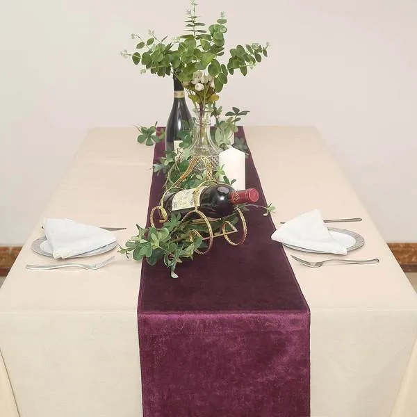 Purple Premium Velvet Satin Table Runner