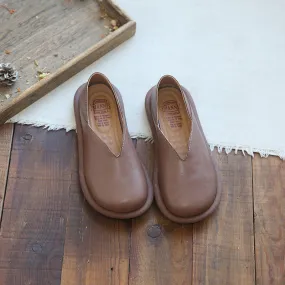 Retro Women Spring Slip-on Soft Leather Casual Shoes