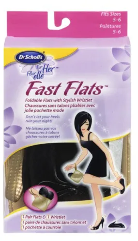 SCHOLL FOR HER FAST FLATS SZ 5-6 1PR