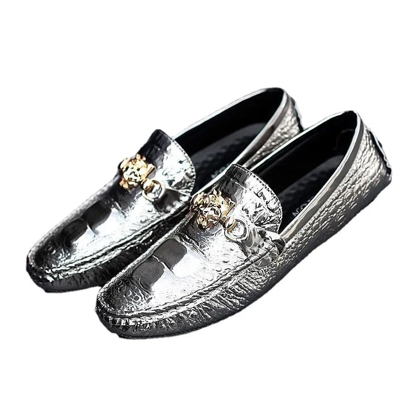 spring new large tiger head buckle white Doudou shoes, fashionable and versatile