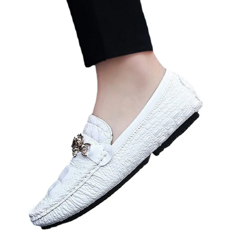 spring new large tiger head buckle white Doudou shoes, fashionable and versatile
