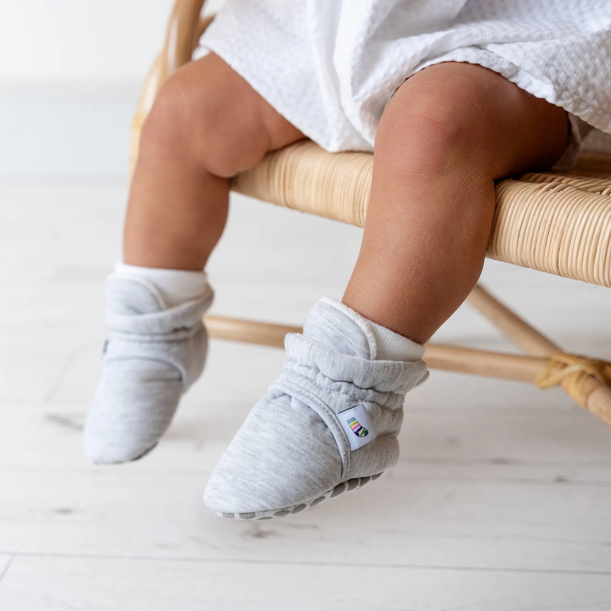 Stay-on, Non-Slip Bootie - Perfect pram Slipper or Baby Carrier boot - Grey