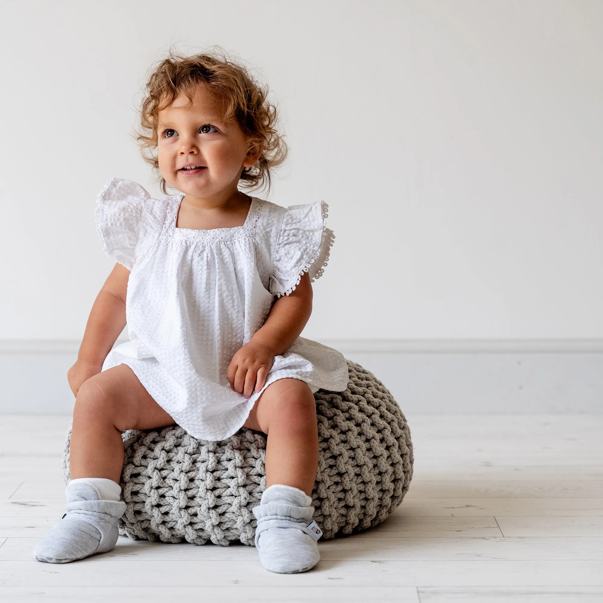 Stay-on, Non-Slip Bootie - Perfect pram Slipper or Baby Carrier boot - Grey