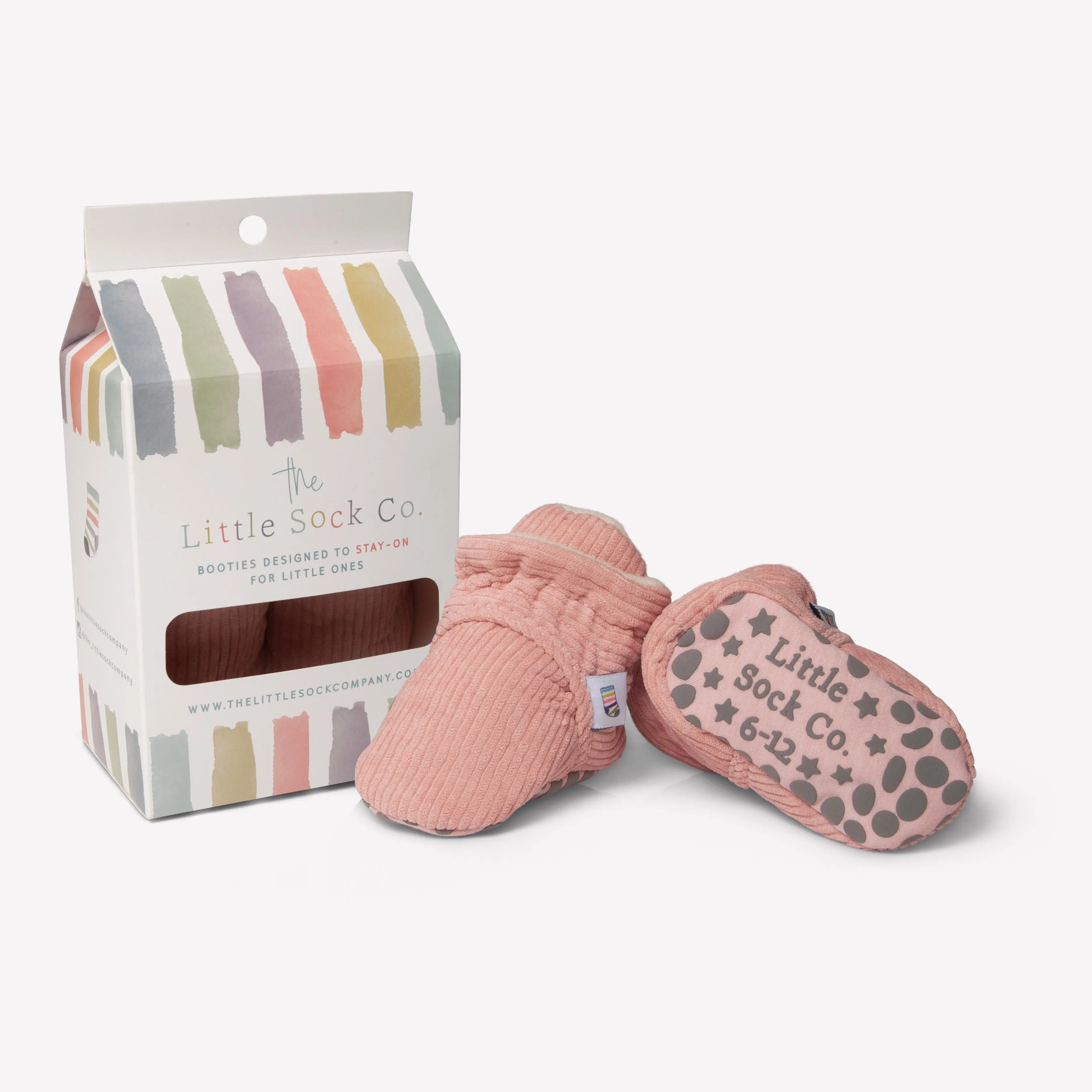 Stay-on, Non-Slip Booties - Perfect pram Slipper or Baby Carrier boot - Rose Corduroy