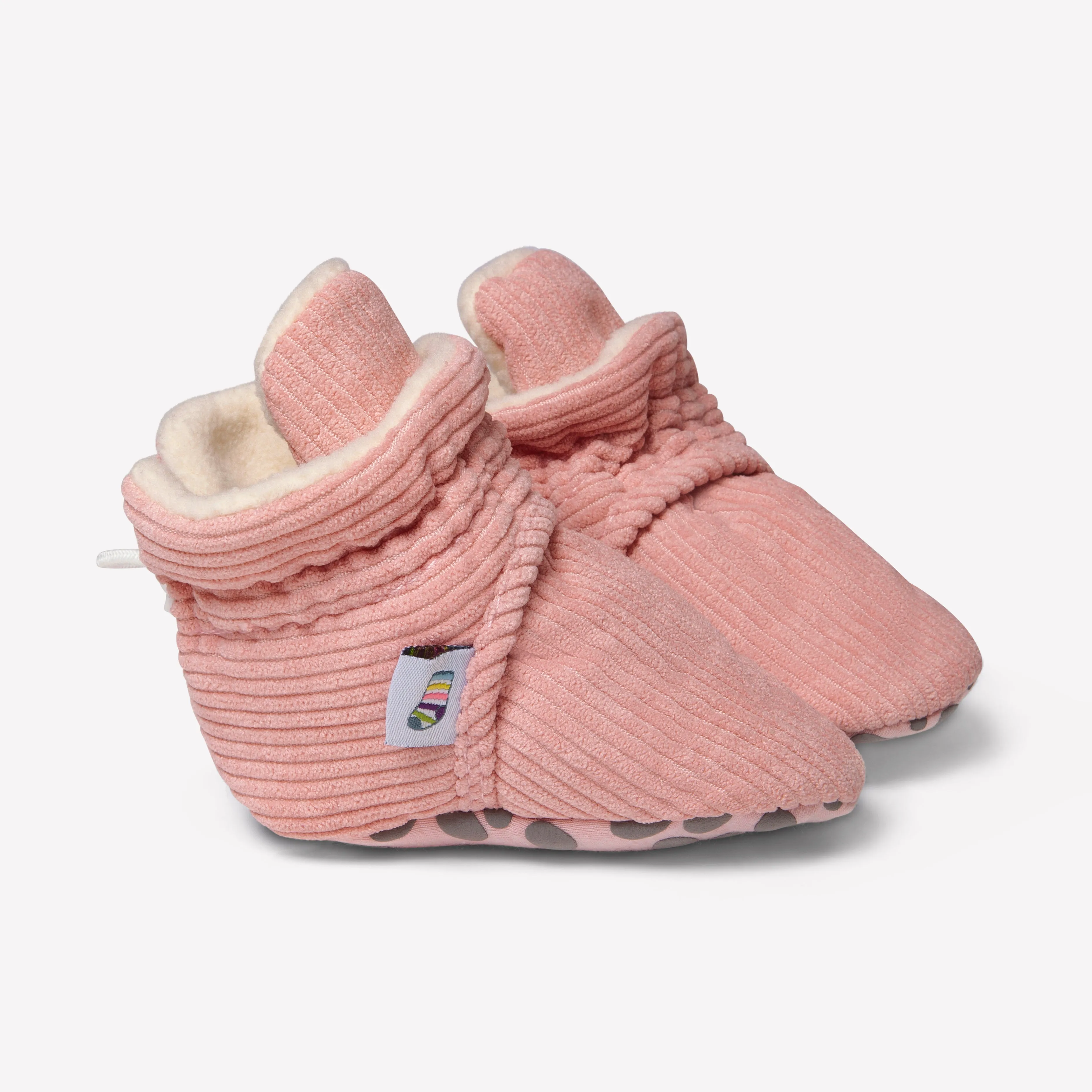 Stay-on, Non-Slip Booties - Perfect pram Slipper or Baby Carrier boot - Rose Corduroy