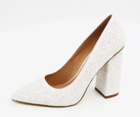 Stellar Suede Heels in Embellished Ivory