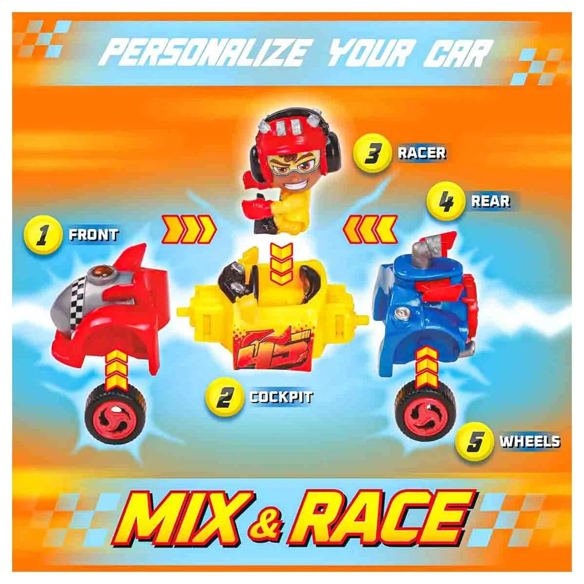 T-Racers Turbo Tuning Teams Mix and Race Colour Rush Series (styles vary)
