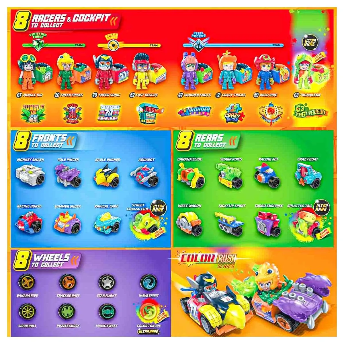 T-Racers Turbo Tuning Teams Mix and Race Colour Rush Series (styles vary)