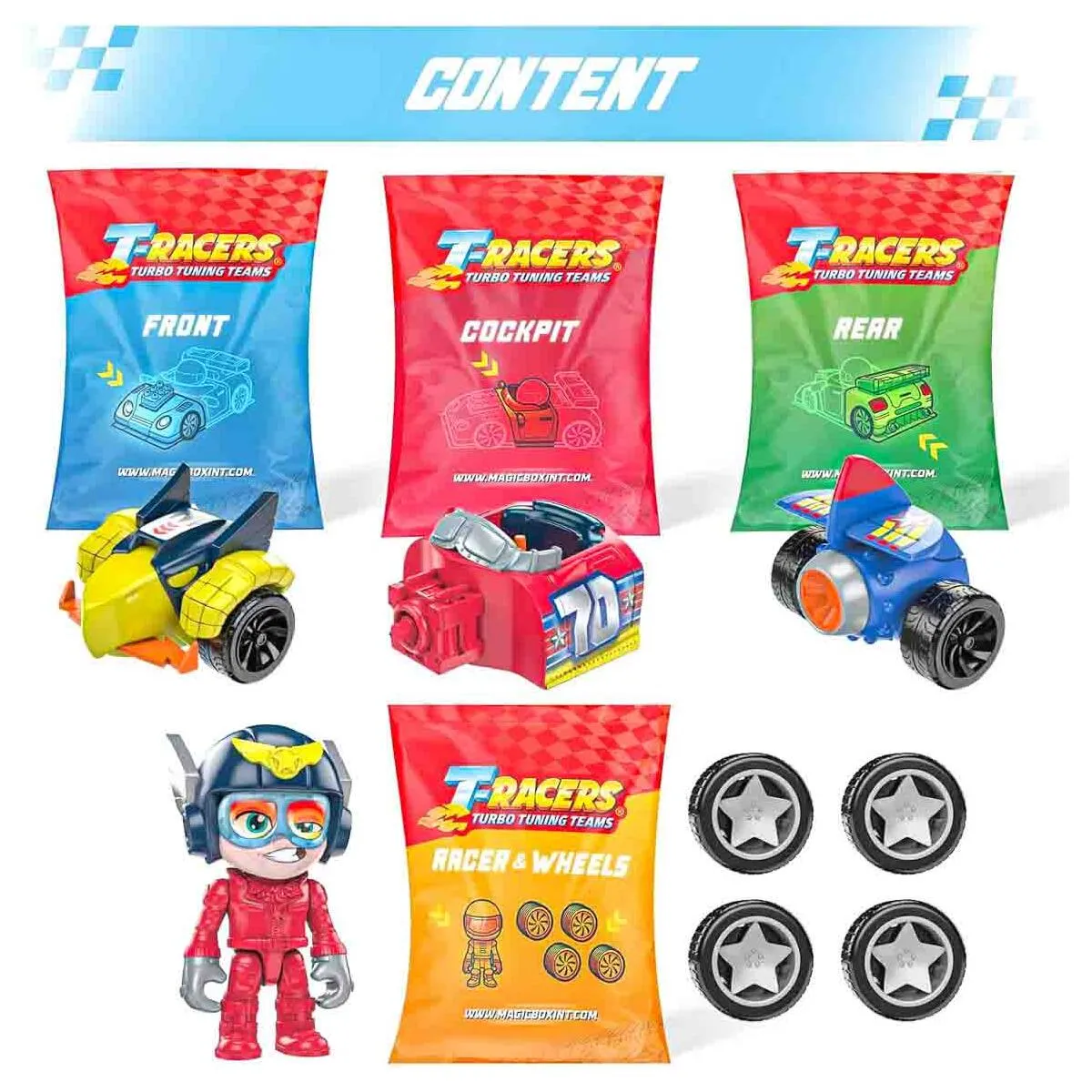 T-Racers Turbo Tuning Teams Mix and Race Colour Rush Series (styles vary)