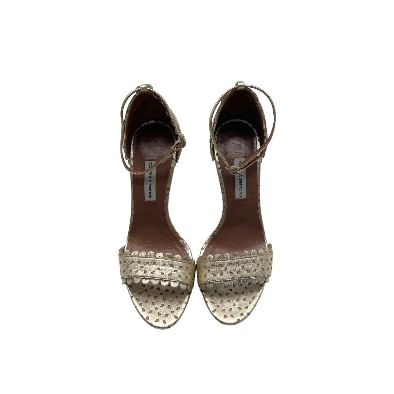 TABITHA SIMMONS Bijou Metallic Perforated Stiletto Heels - Sz. 36.5