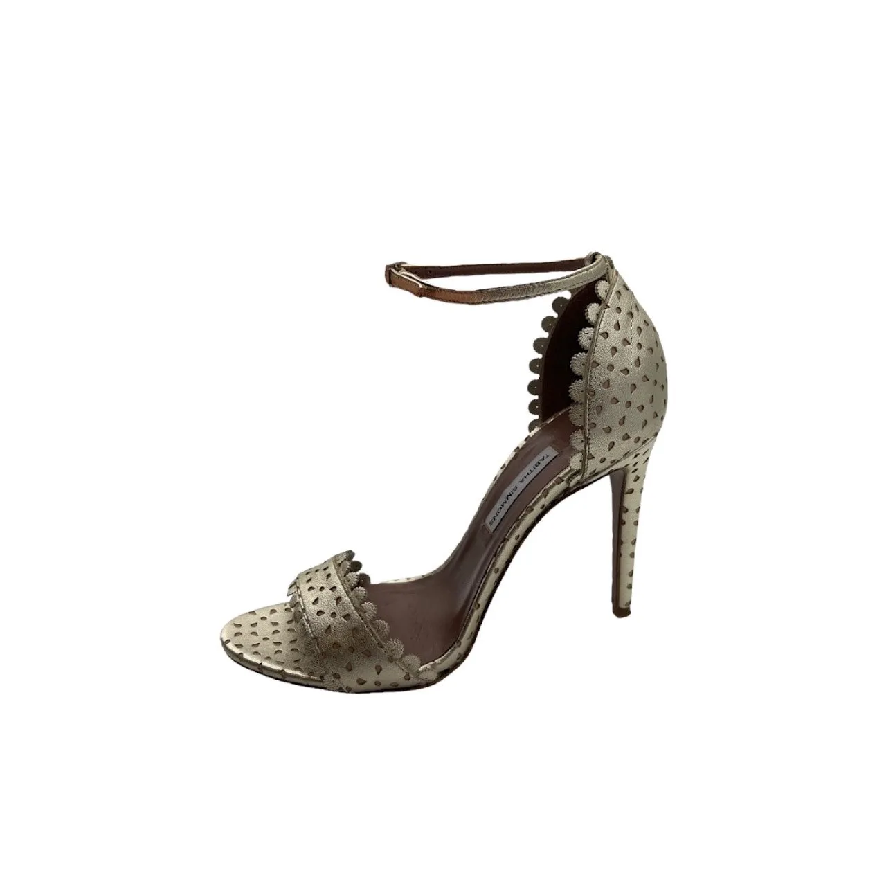 TABITHA SIMMONS Bijou Metallic Perforated Stiletto Heels - Sz. 36.5