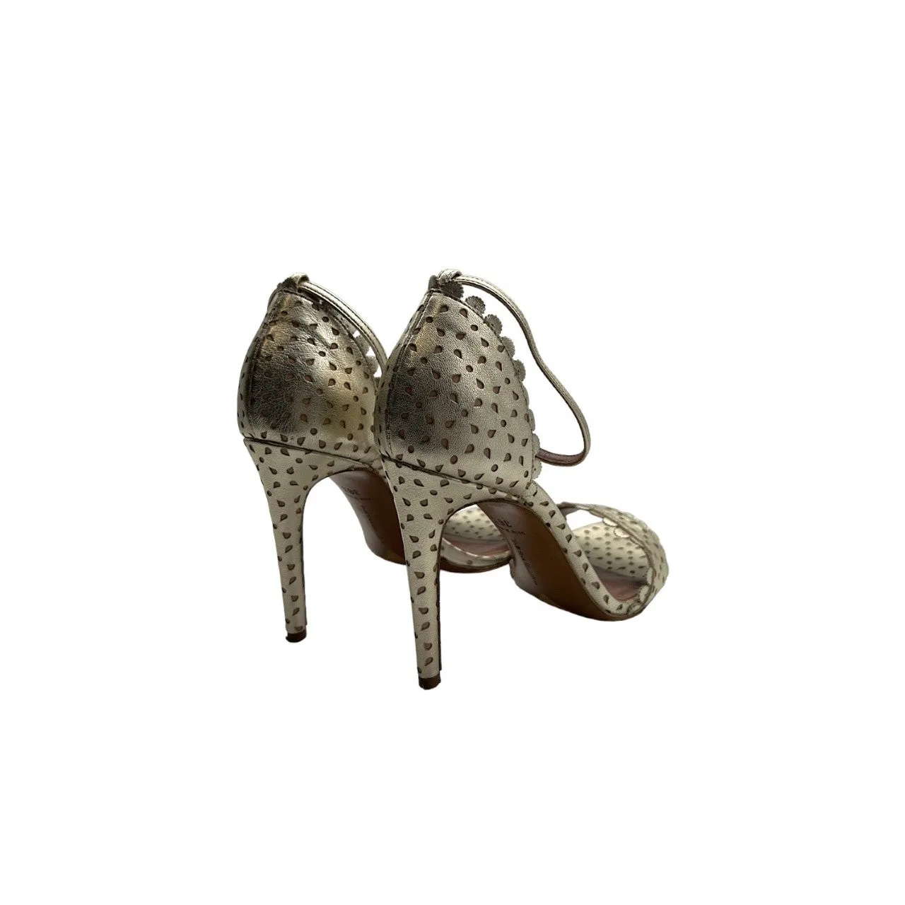 TABITHA SIMMONS Bijou Metallic Perforated Stiletto Heels - Sz. 36.5