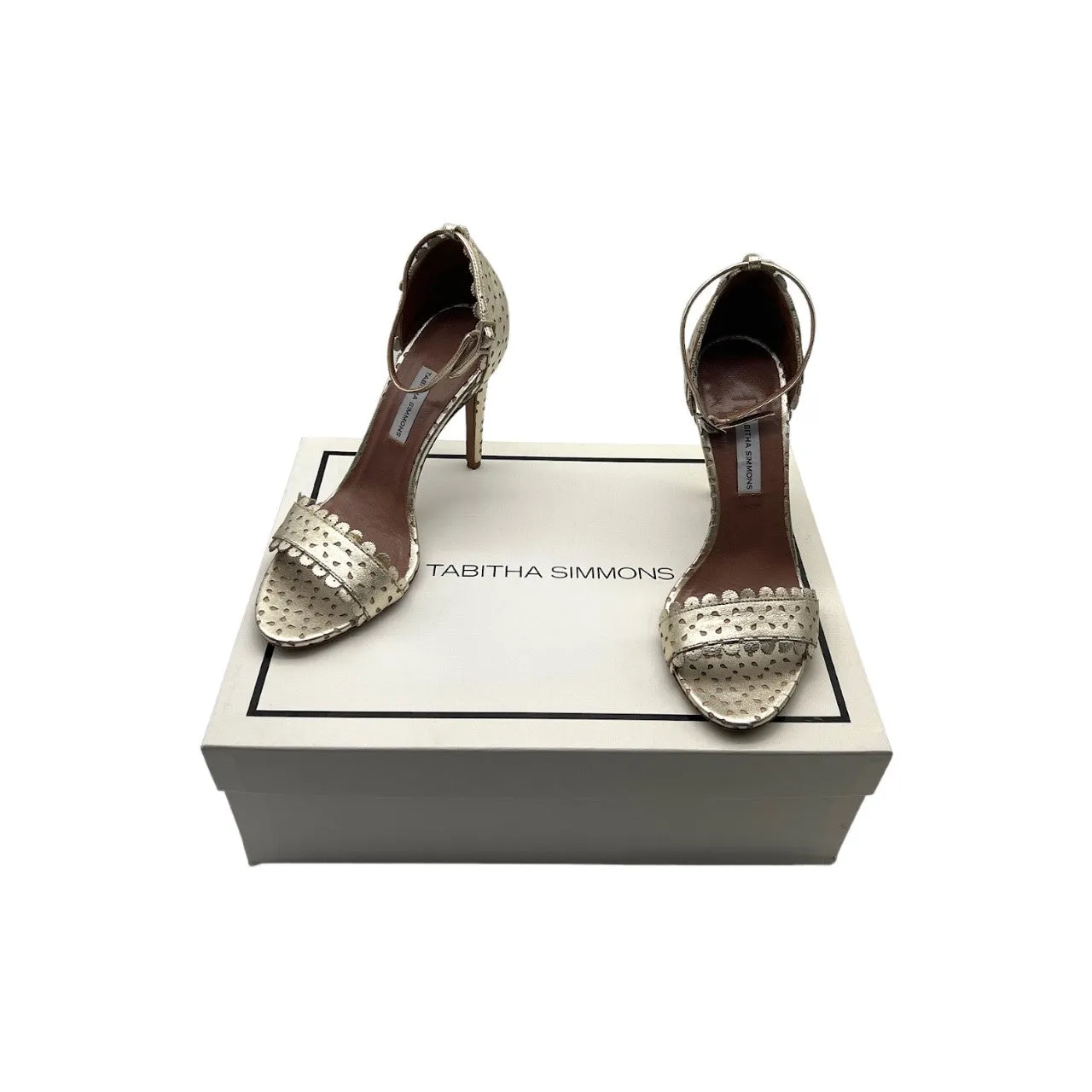 TABITHA SIMMONS Bijou Metallic Perforated Stiletto Heels - Sz. 36.5