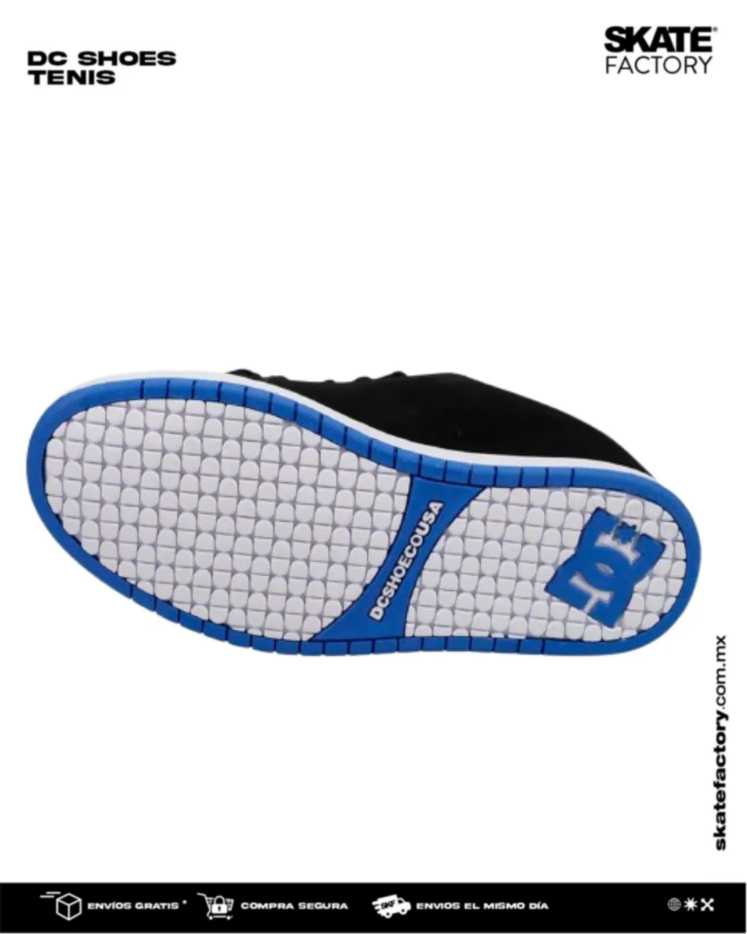 TENIS DC SHOES COURT GRAFFIK NEGRO AZUL BKN