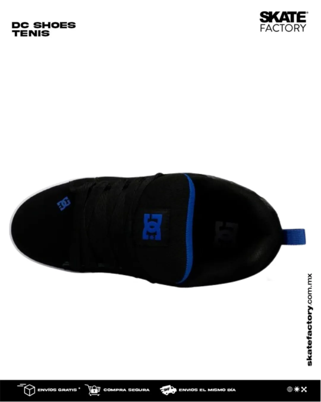 TENIS DC SHOES COURT GRAFFIK NEGRO AZUL BKN