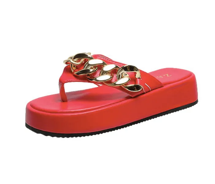 Thick-soled chain sandals