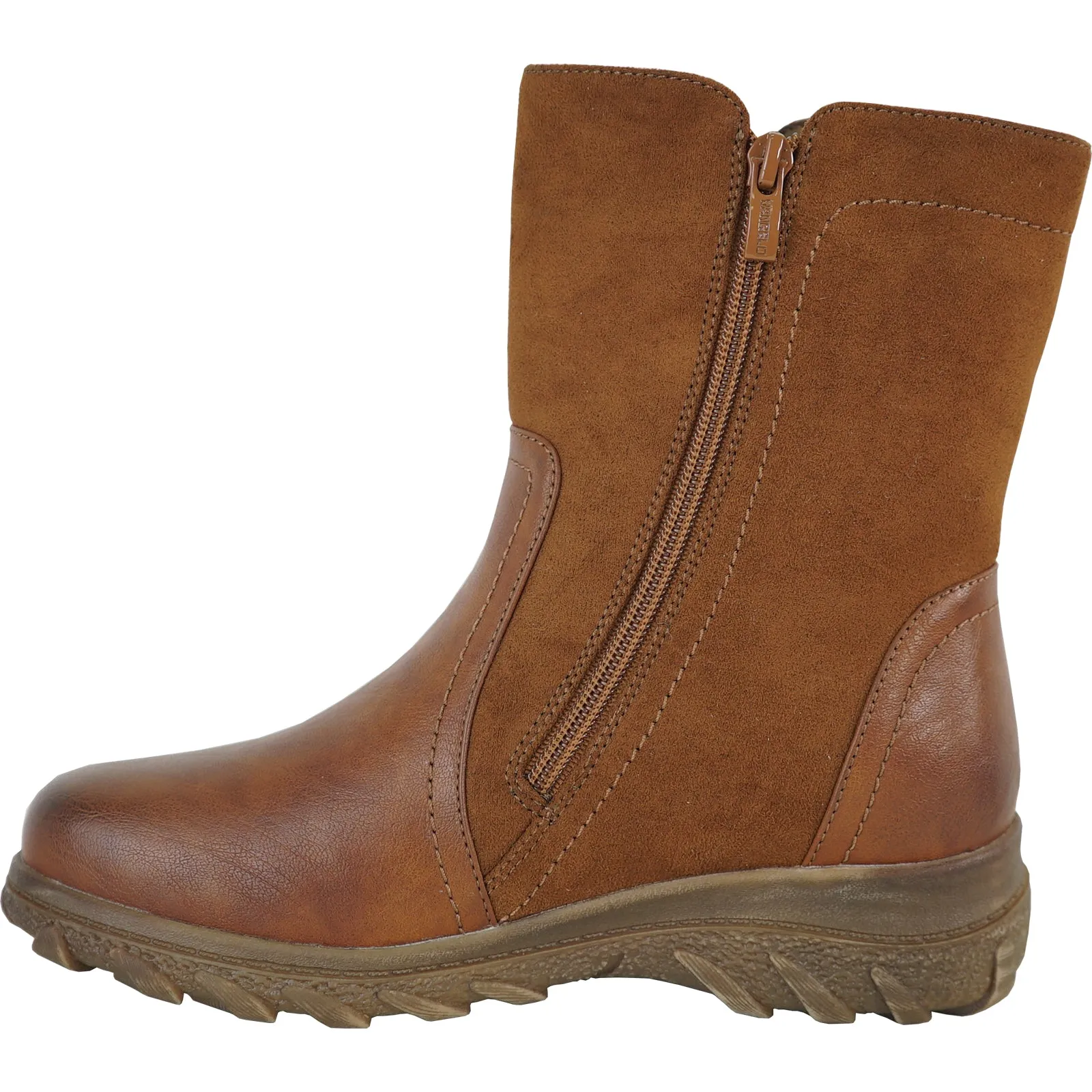 VANGELO Waterproof Women Boot HF3593 Ankle Winter Fur Casual Boot BROWN