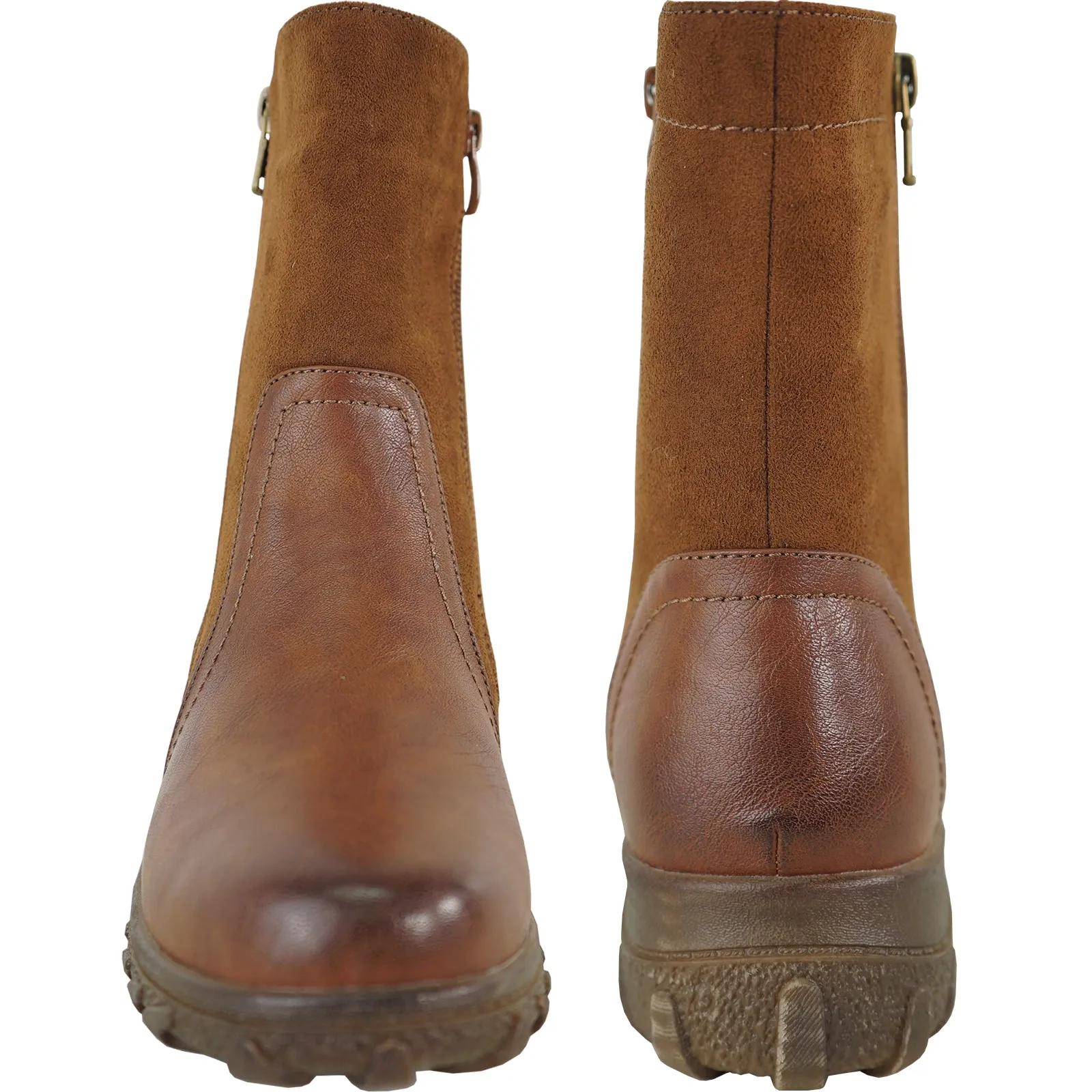 VANGELO Waterproof Women Boot HF3593 Ankle Winter Fur Casual Boot BROWN
