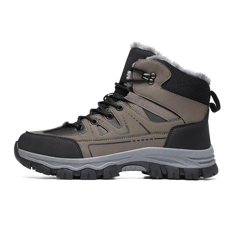 Winter Hiking Boots for Men – Warm Plush Non-Slip Ankle Boots