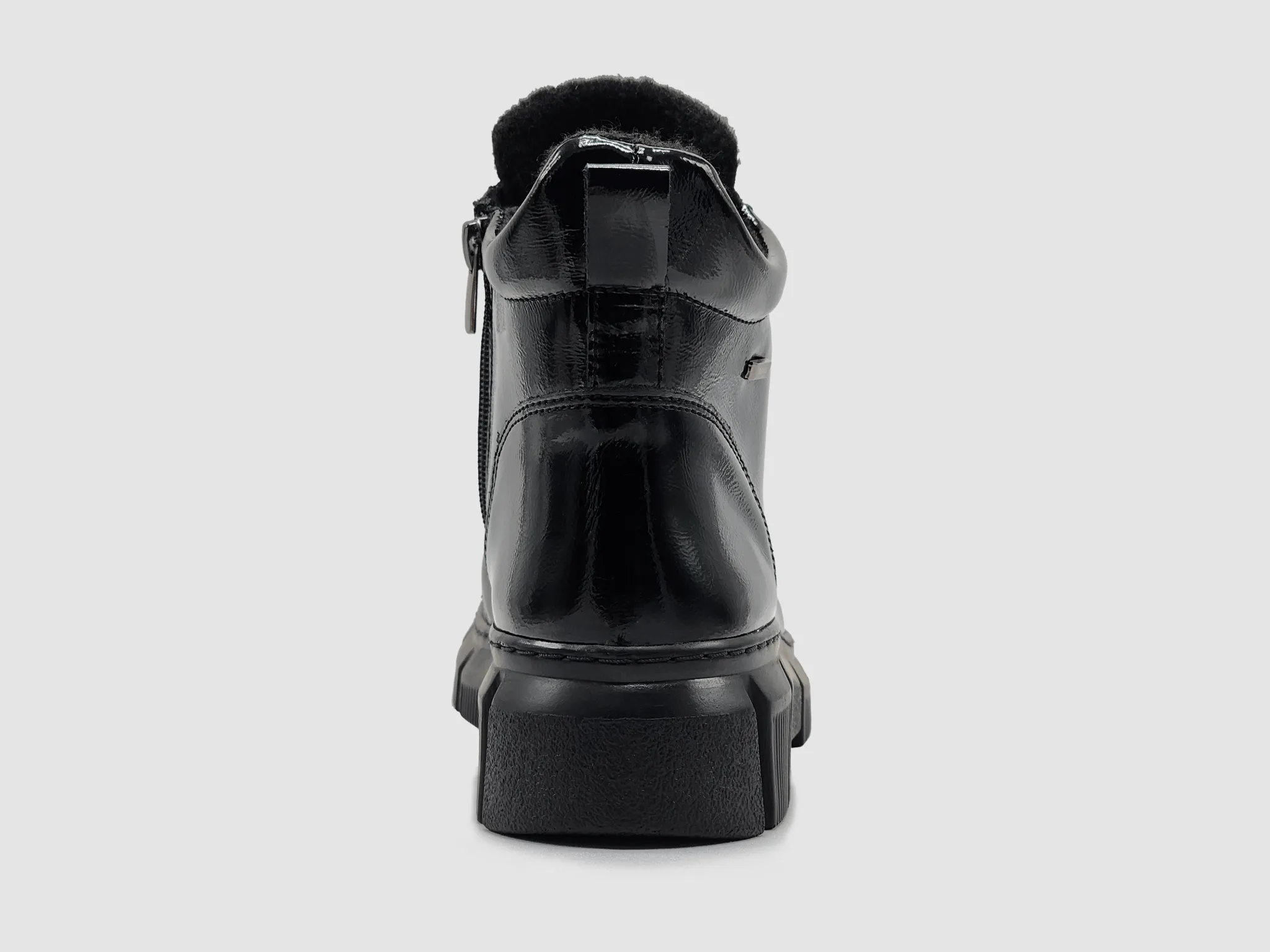 Women's Helios Ino Fleece-Lined Zip-Up Leather Boots - Gloss Black
